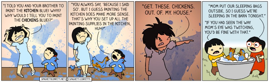 painting the chickens